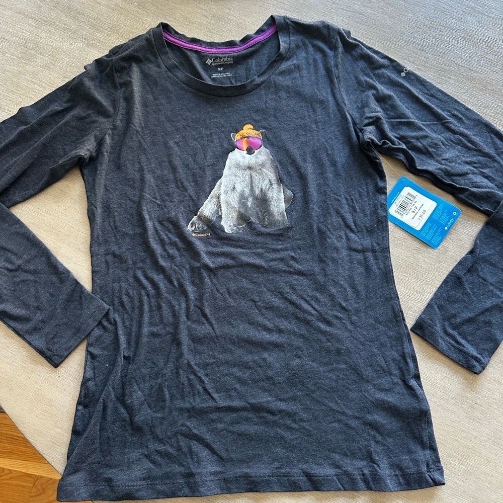 Columbia Charcoal Long Sleeve womens small Tee